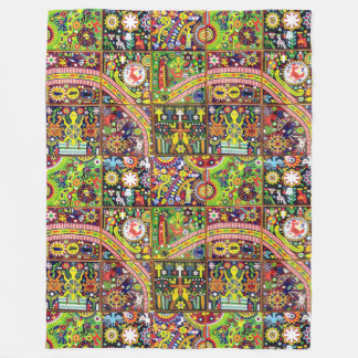 Oaxaca Mexico Mexican Mayan Tribal Art Boho Travel Fleece Blanket
