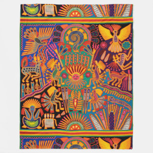 Oaxaca Mexico Mexican Mayan Tribal Art Boho Travel Fleece Blanket