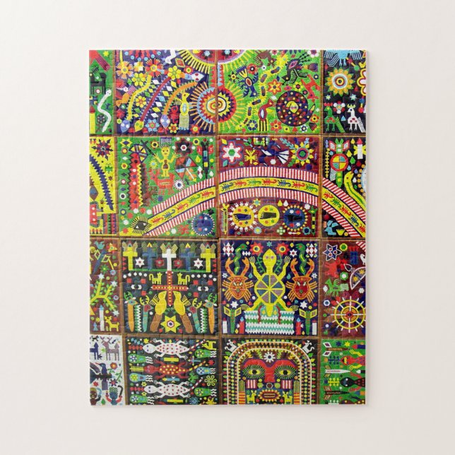 Oaxaca Mexico Mexican Mayan Tribal Art Boho Travel Jigsaw Puzzle (Vertical)