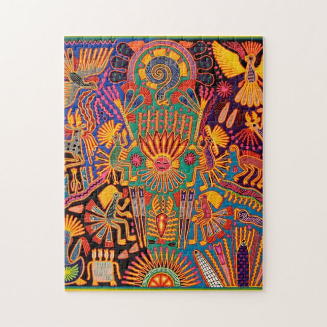 Oaxaca Mexico Mexican Mayan Tribal Art Boho Travel Jigsaw Puzzle (Vertical)