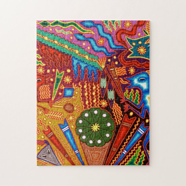 Oaxaca Mexico Mexican Mayan Tribal Art Boho Travel Jigsaw Puzzle (Vertical)