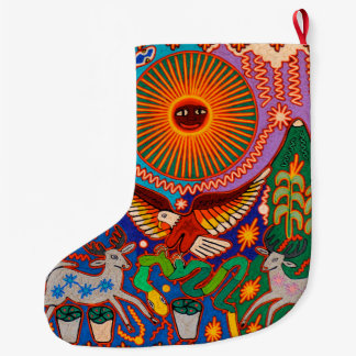 Oaxaca Mexico Mexican Mayan Tribal Art Boho Travel Large Christmas Stocking