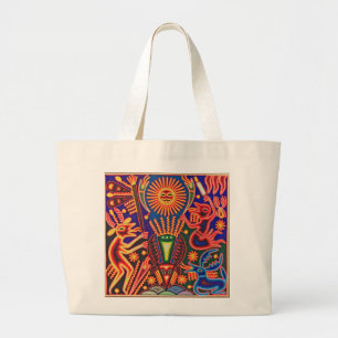 Oaxaca Mexico Mexican Mayan Tribal Art Boho Travel Large Tote Bag