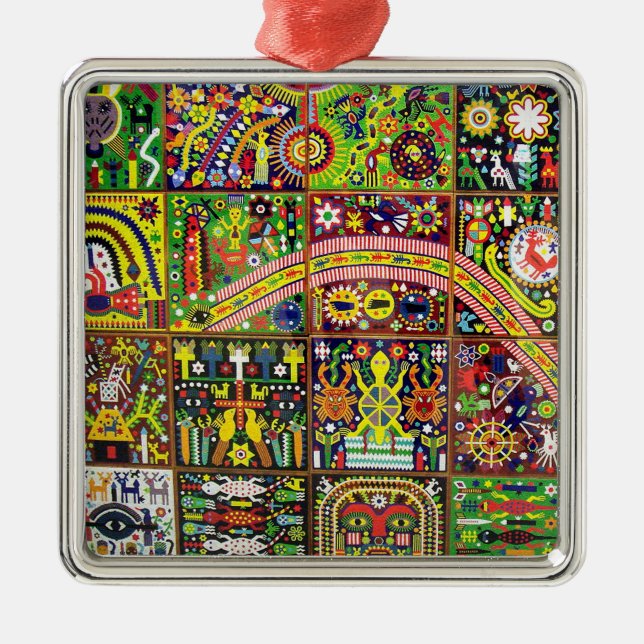 Oaxaca Mexico Mexican Mayan Tribal Art Boho Travel Metal Tree Decoration (Front)