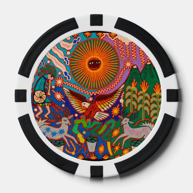 Oaxaca Mexico Mexican Mayan Tribal Art Boho Travel Poker Chips (Front)