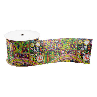 Oaxaca Mexico Mexican Mayan Tribal Art Boho Travel Satin Ribbon