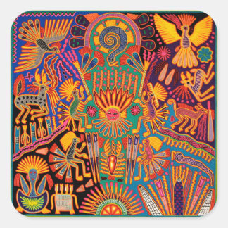 Oaxaca Mexico Mexican Mayan Tribal Art Boho Travel Square Sticker