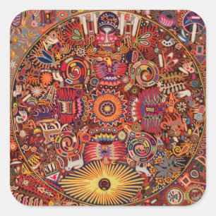 Oaxaca Mexico Mexican Mayan Tribal Art Boho Travel Square Sticker