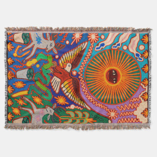 Oaxaca Mexico Mexican Mayan Tribal Art Boho Travel Throw Blanket