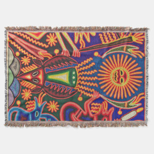 Oaxaca Mexico Mexican Mayan Tribal Art Boho Travel Throw Blanket