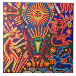 Oaxaca Mexico Mexican Mayan Tribal Art Boho Travel Tile