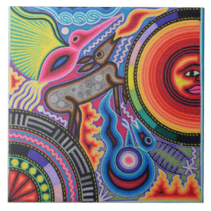 Oaxaca Mexico Mexican Mayan Tribal Art Boho Travel Tile