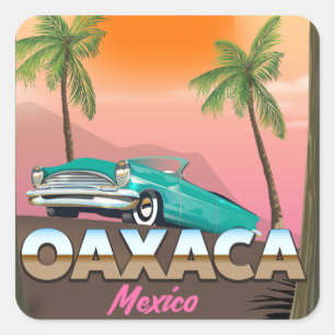 Oaxaca Mexico travel poster Square Sticker