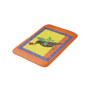 Oaxacan Crow & Red Rose Mexican Art Bath Mat