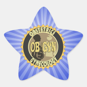 OB/GYN FEMALE DOCTOR LOGO STAR STICKER