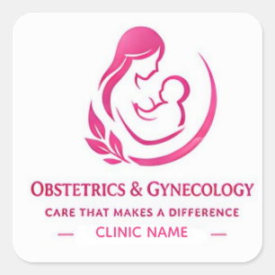 OB GYN Logo for Women's Health Practice Branding Square Sticker