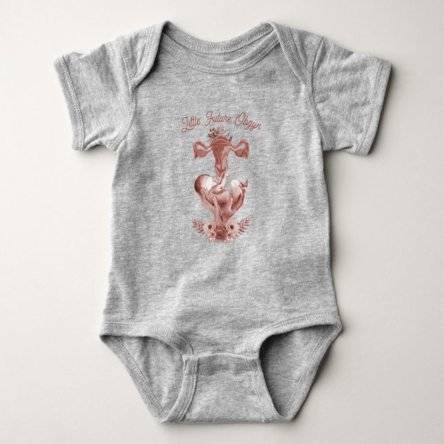 Ob/Gyn Midwife Floral Childbirth Cervix Ovaries Baby Bodysuit (Front)
