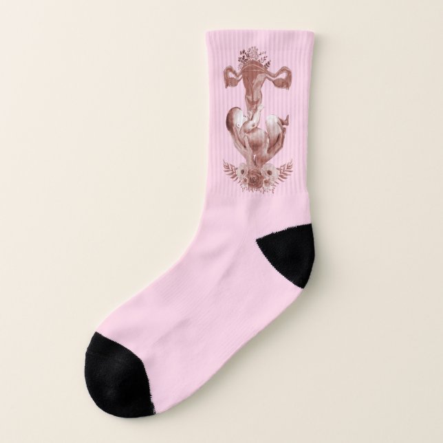 Ob/Gyn Midwife Floral Childbirth Cervix Ovaries Socks (Left Outside)