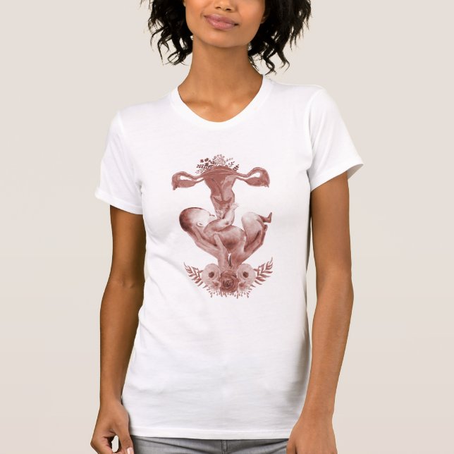 Ob/Gyn Midwife Floral Childbirth Cervix Ovaries T-Shirt (Front)