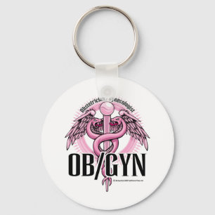 OB/GYN PINK Caduceus Key Ring