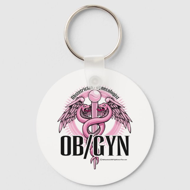 OB/GYN PINK Caduceus Key Ring (Front)