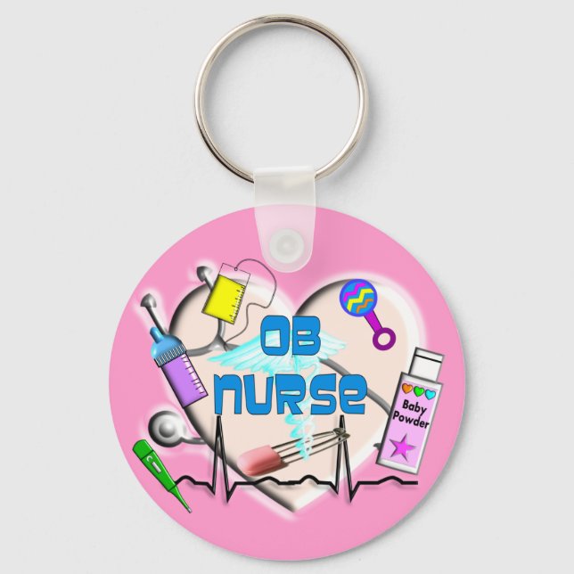 OB Nurse Art Gifts Key Ring (Front)
