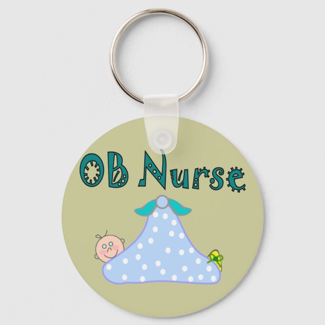 OB Nurse Gifts, Baby in Blanket--Adorable Key Ring (Front)