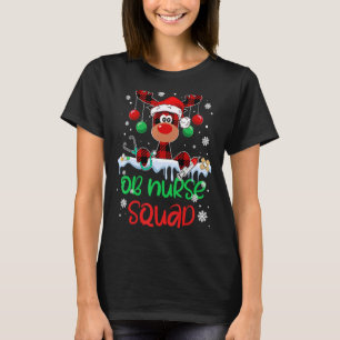 OB Nurse Squad Christmas Reindeer Matching Pyjamas T-Shirt