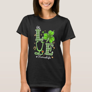 Ob Nurse St Patricks Day Love Stethoscope Rn Nurse T-Shirt