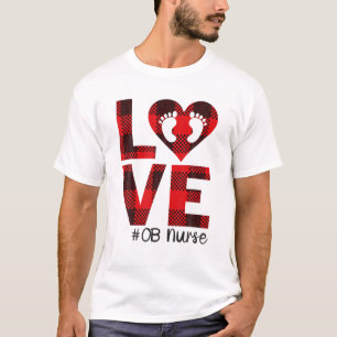 OB Valentines Day Cute Heart Delivery Labour Nursi T-Shirt