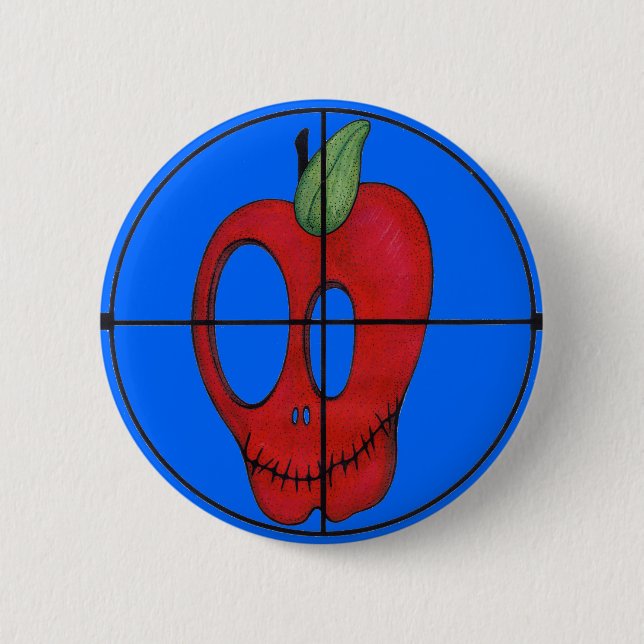 OBA Button, red apple skull target 6 Cm Round Badge (Front)