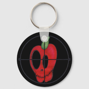 OBA keychain, red apple skull target logo Key Ring