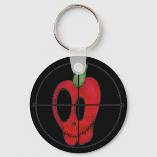 OBA keychain, red apple skull target logo Key Ring