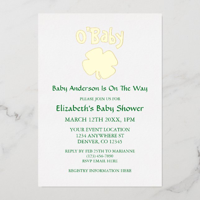 O'Baby St Patrick's Day Baby Shower (Front)