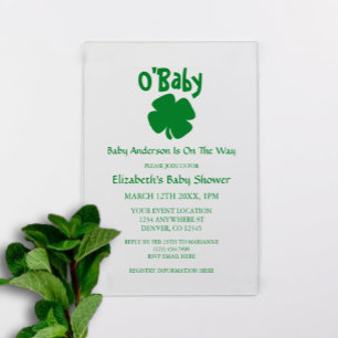 O'Baby St Patrick's Day Baby Shower Acrylic Invitations