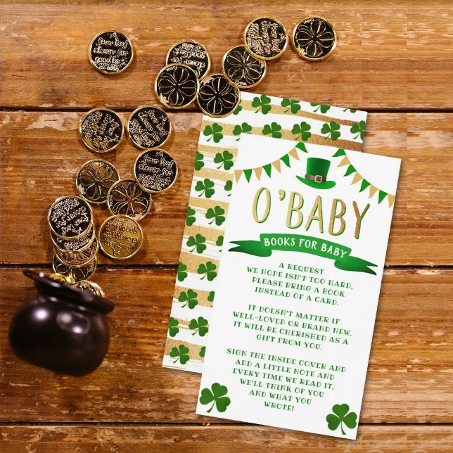 O'Baby St. Patrick's Day Baby Shower Book Request Enclosure Card (Creator Uploaded)