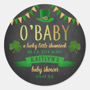 O'Baby St. Patrick's Day Baby Shower Classic Round Sticker