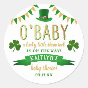 O'Baby St. Patrick's Day Baby Shower Classic Round Sticker