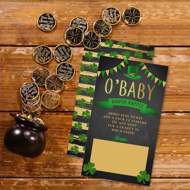 O'Baby St. Patrick's Day Baby Shower Diaper Raffle Enclosure Card (Creator Uploaded)