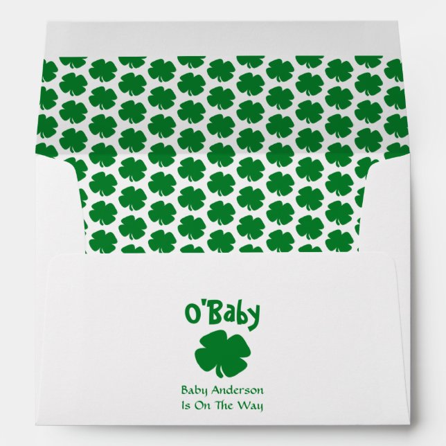 O'Baby St Patrick's Day Baby Shower Envelope (Back (Bottom))