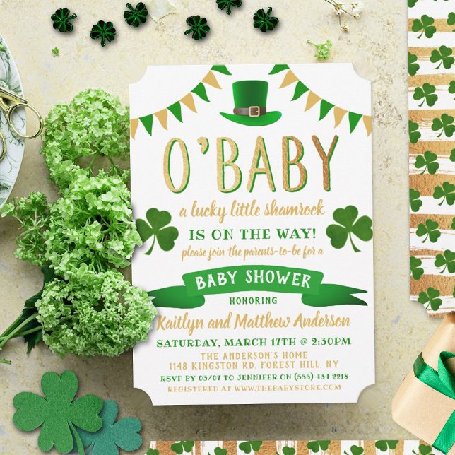 O'Baby St. Patrick's Day Baby Shower Invitations (Creator Uploaded)