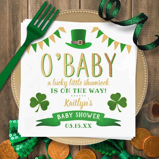 O'Baby St. Patrick's Day Baby Shower Napkin (Creator Uploaded)