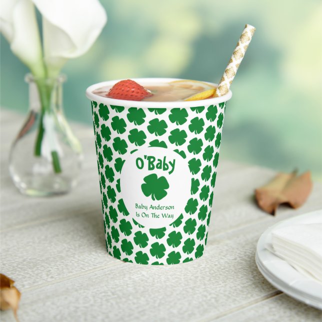 O'Baby St Patrick's Day Baby Shower Paper Cups (Insitu)