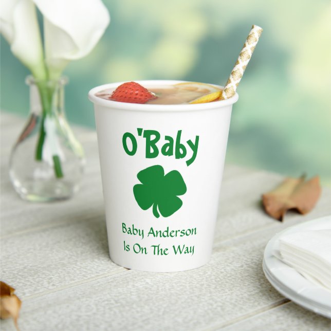 O'Baby St Patrick's Day Baby Shower Paper Cups (Insitu)