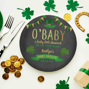 O'Baby St. Patrick's Day Baby Shower Paper Plate