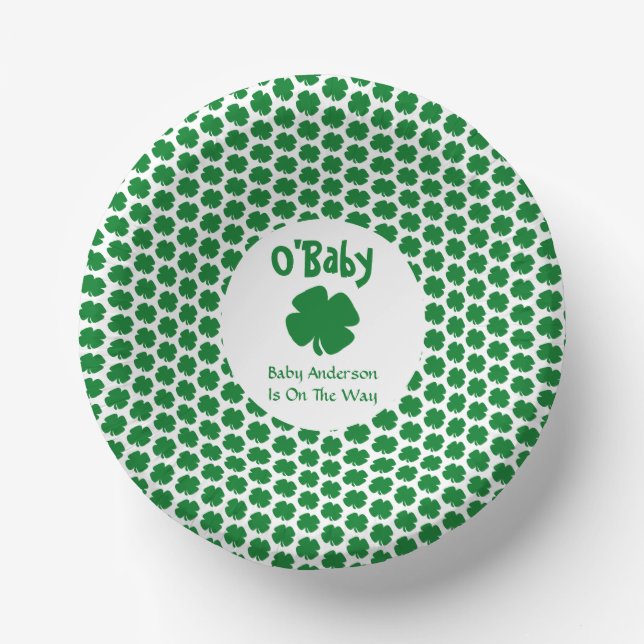 O'Baby St Patrick's Day Baby Shower Paper Plate (Front)