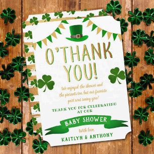 O'Baby St. Patrick's Day Baby Shower Thank You Card