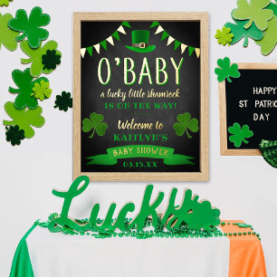 O'Baby St. Patrick's Day Baby Shower Welcome Foil Prints