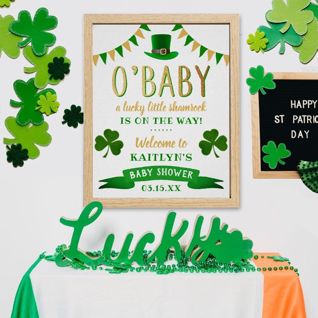 O'Baby St. Patrick's Day Baby Shower Welcome Poster (Creator Uploaded)