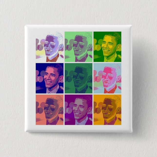 obama 15 cm square badge (Front)